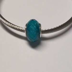 Blue Sparkly Charm for Pandora Style Bracelet